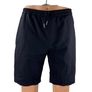 Sandro Men's Navy Blue Wool Drawstring Chino Khaki Bermuda Sweat Shorts Size 40